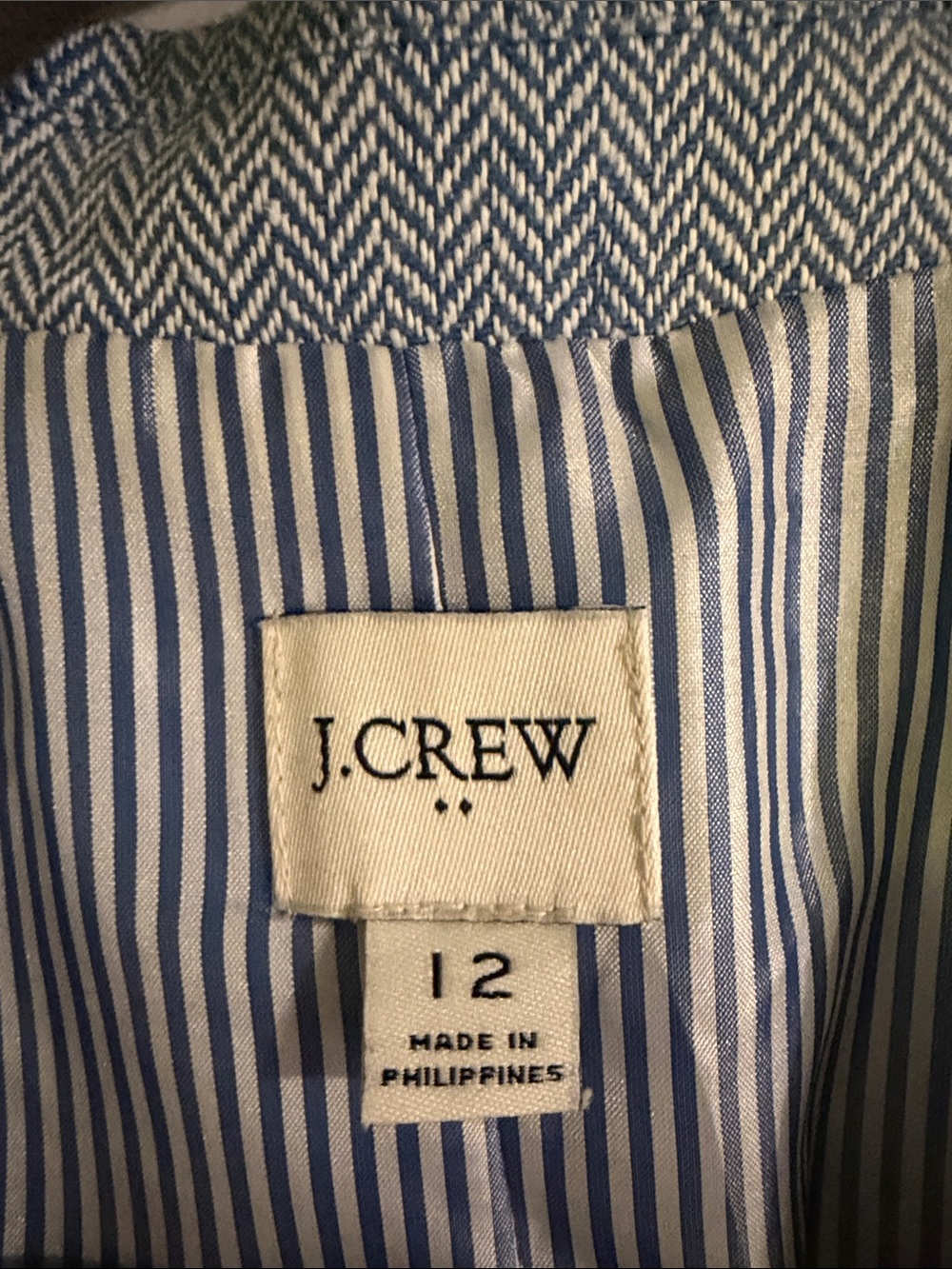 J. Crew Factory Light Blue Herringbone Single-Button Blazer - Picture 3 of 8